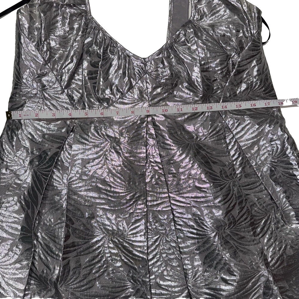 Calvin Klein Women 10 Dress Lightweight Futuristic Metallic Foil Pleated Formal - Picture 6 of 9